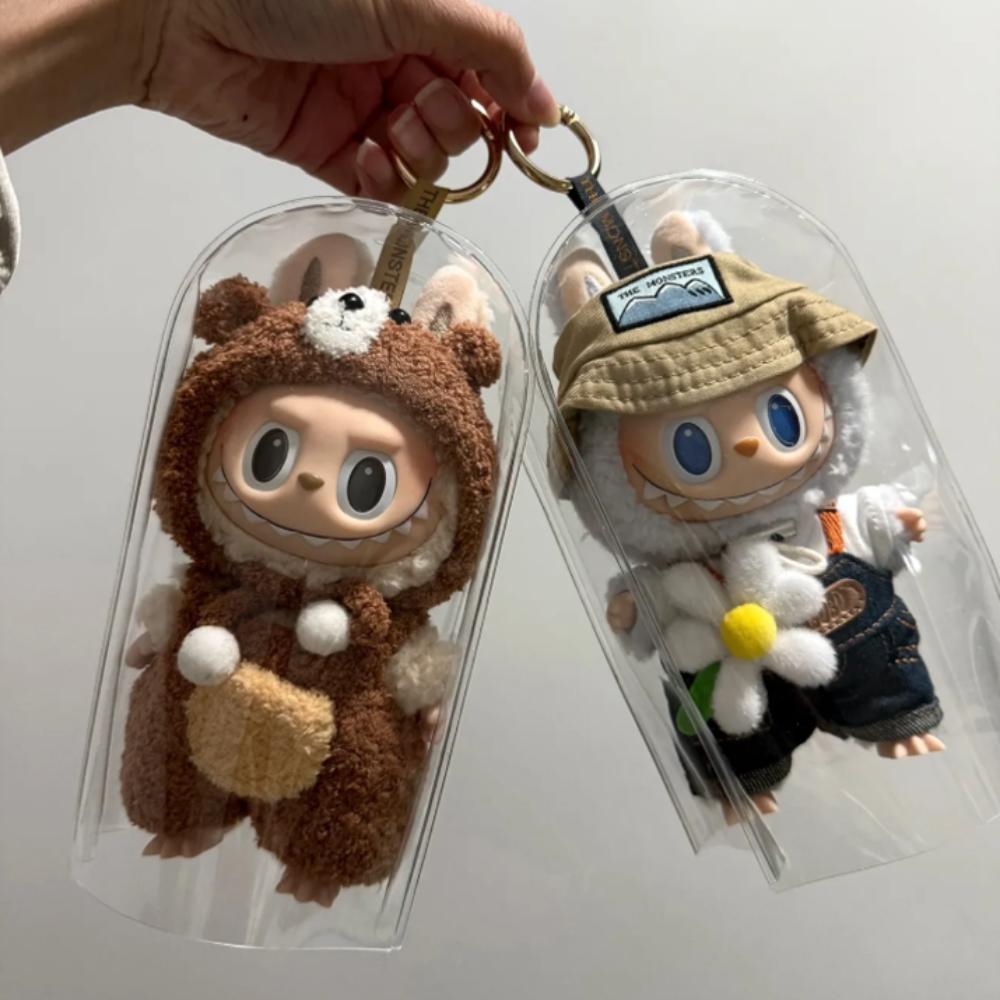 

Protective Cover Labubu Display Bag Transparent Labubu Doll Transparent Shell Travel white rope