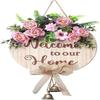 Welcome Sign for Front Door Decor for Hanging Farmhouse Porch, Outdoor Wall, Door Signs for Home, for Spring Summer Fall All Seasons All Holiday