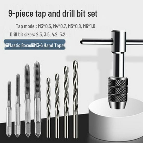 Adjustable Tap Wrench Set - Manual Tapping Tool with Extended Chuck