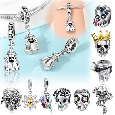 Charms Plata Skull Ghost Halloween Gifts Copper Plated For Charms Copper Plated Original Bracelet For Jewelry Making