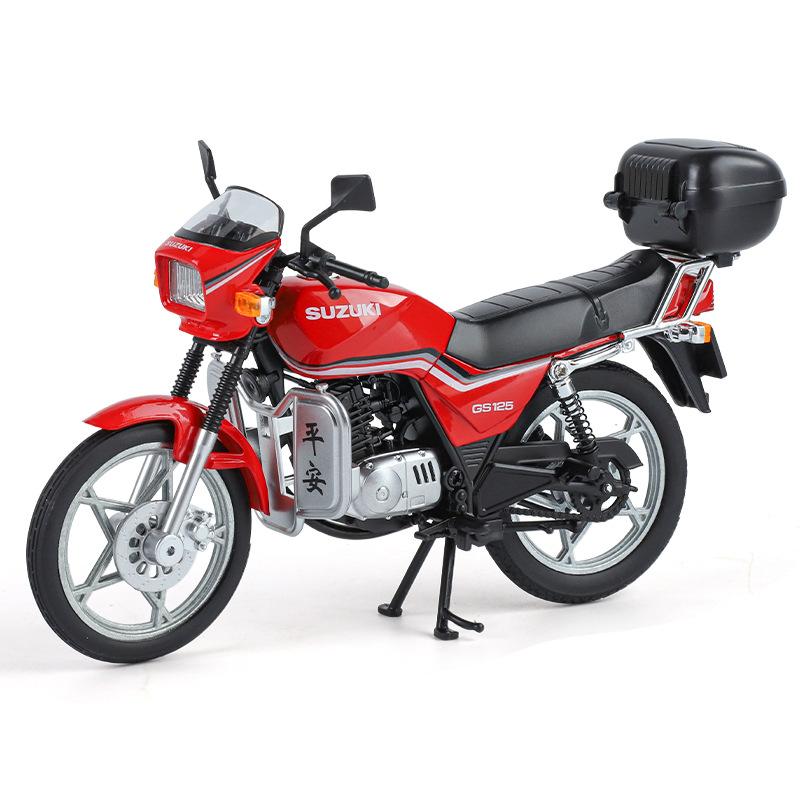 1/12 SUZUKI GS125 Литой Ретро Модель Мотоцикла Металлическая Литая Классическая Модель Дорожного Мотоцикла Симуляция Звука Света Детская Игрушка Подарок красный