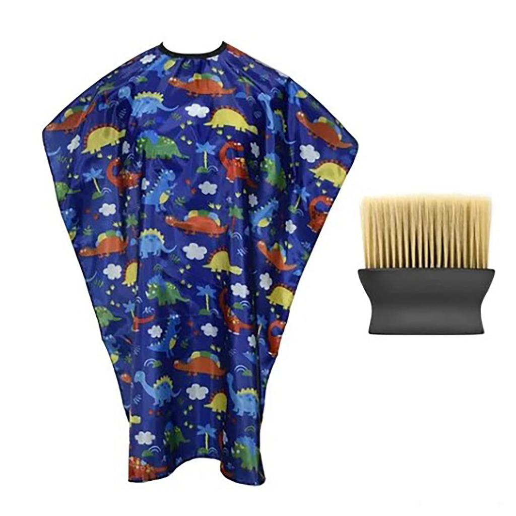 Kids Haircut Cape Cute Pattern Waterproof Adjustable Kids Salon Hair Cutting Cape with Brush for