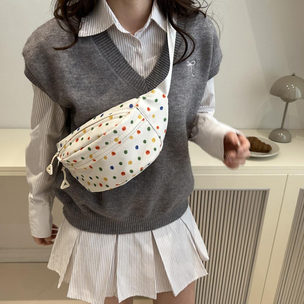 Colorful Polka Dot Single Shoulder Bag Waterproof Sports Fanny Pack Running Waist Bag Outdoor