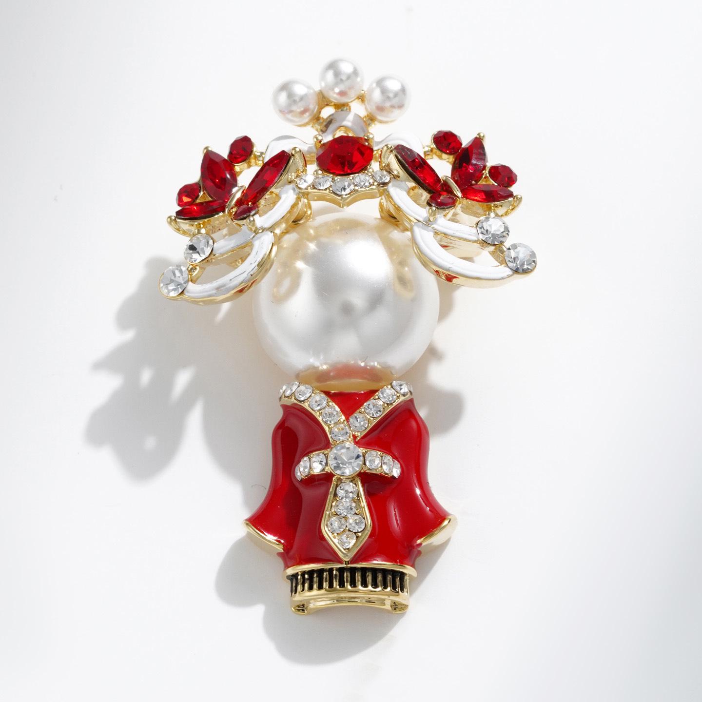 Artistic Retro Bride Doll Brooch with High-Grade Copper Zirconia and Colorful Enamel