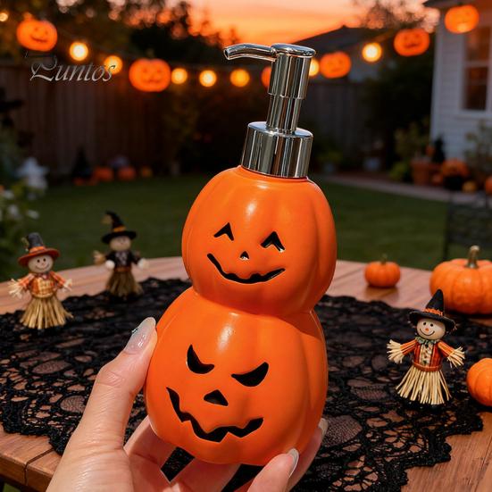 Unieke Pompoenvorm Container Grimace Zeepdispenser Fles, Halloween Lotionpomp Spookachtige Badkamergootsteen Organizer Navulbaar voor Vloeistof En Douchegel