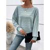 Autumn/Winter Comfortable Casual Solid Color Sweaters Long Sleeve Round Collar Splicing Head Pullover Loose Female Tops