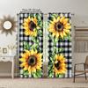 Set Of 2 Elegant Curtain Plaid Sunflower Print Window Charming European Style Design Vintage Decoration Kitchen Polyester Perfect For Cooking Area