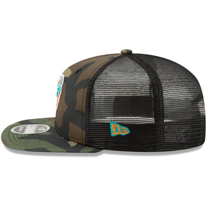 Throwback Miami Dolphins Mesh 9Fifty Snapback Cap wood camo