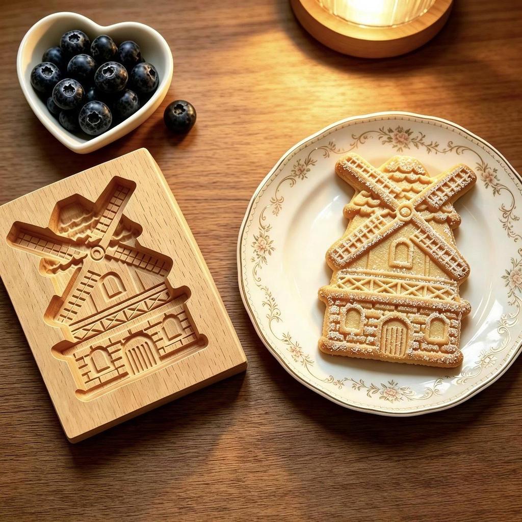 Wooden Gingerbread and Shortbread Cookie Mold Cutter