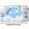 2D Blue Sky White Cloud Balloon Backdrop for Newborn Photography