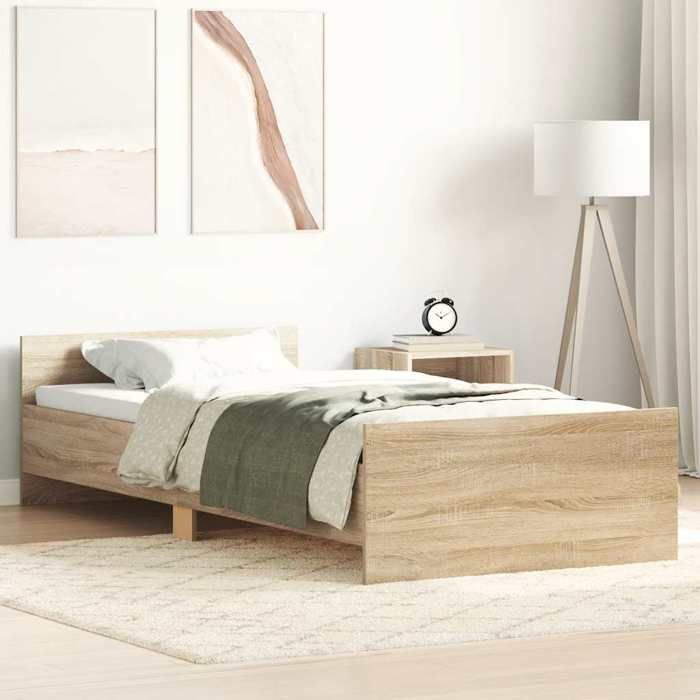 VidaXL Cadre de lit chêne sonoma 75x190cm petit simple bois ingénierie 835948