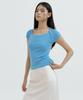 LUCIR ZU Boatneck Bolero Knit Top (Sky Blue)