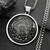 Seal of Seven Archangels Medal Stainless Steel Glass Necklace Seal of Solomon Talisman Necklace Protection Jewelry Collar Hombre