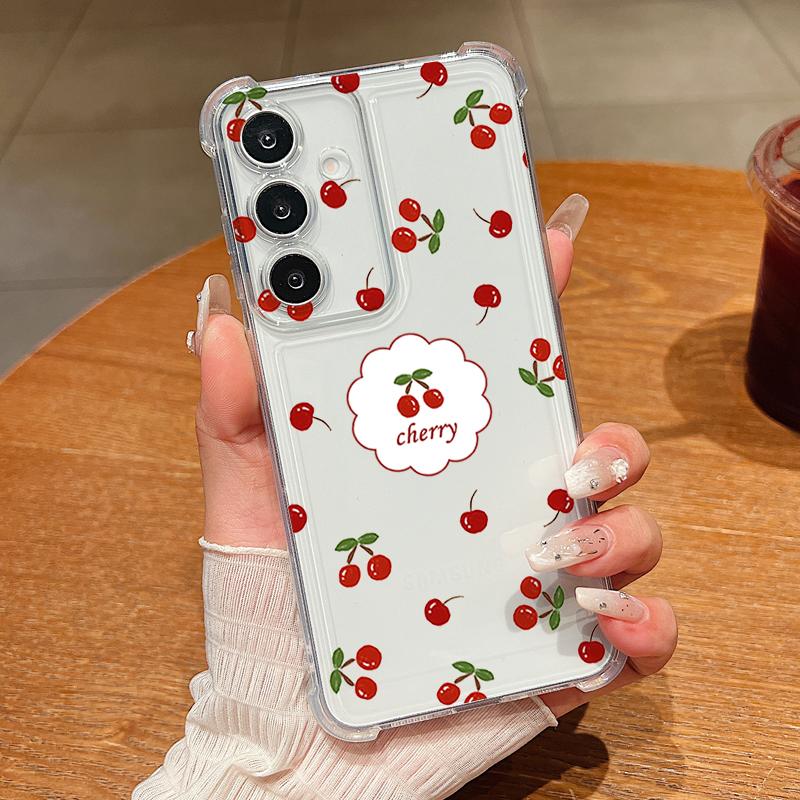 Little Cherry Pattern Phone Case For Samsung Galaxy A57 A37 A17 A56 A16 A55 A36 A26 A15 A35 A54 A53 Clear Shockproof Soft Cover