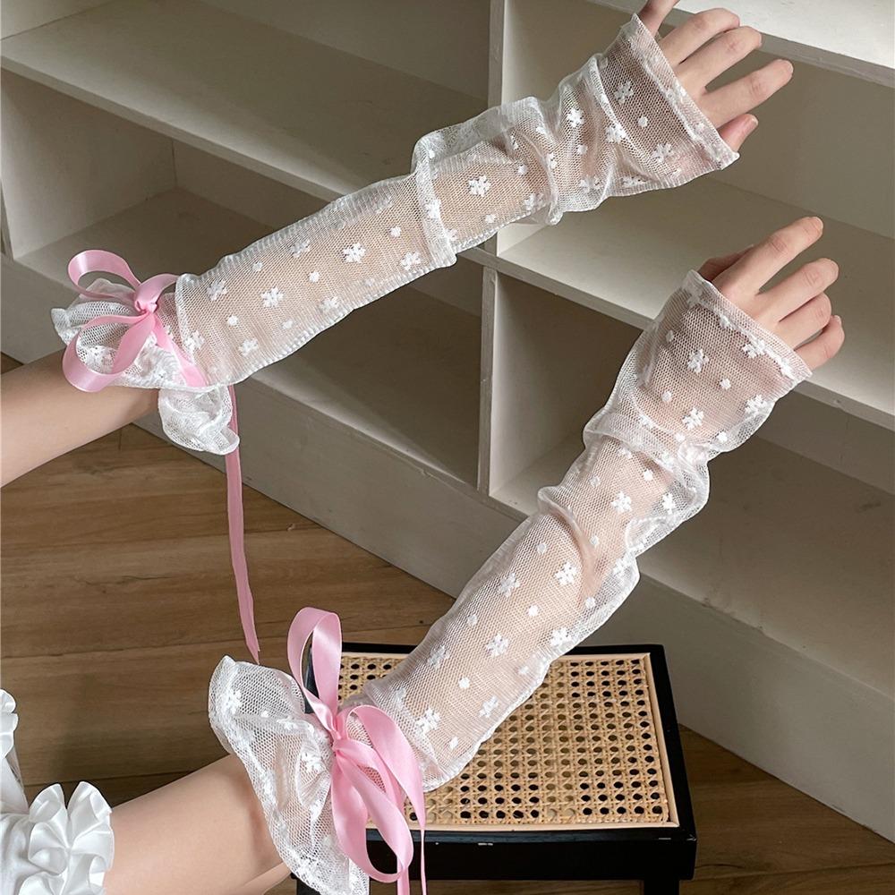 Bow Knot Lolita Arm Sleeve Sun-proof Wrist Cuffs Versatile Ribbon Arm Cuffs  Wedding