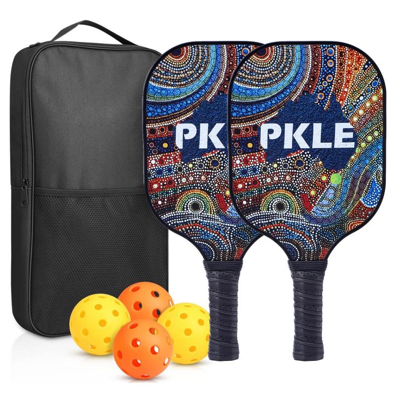 Carbon Fiber Pickleball Paddle Set With PP Honeycomb Core UV Printed Racket Beginners To Advanced Players