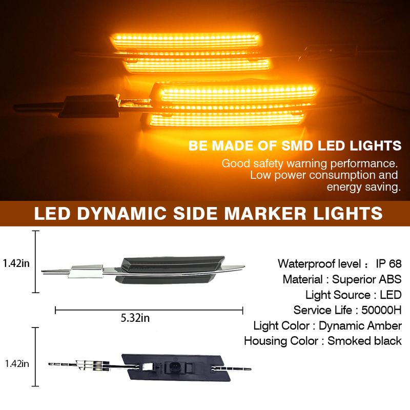 2X LED Dynamic Turn Signal Sequential Indicator Light Superior quality Side Marker  For  BMW E90 E46 E60 E91 E82 E93 E83 X3 X1