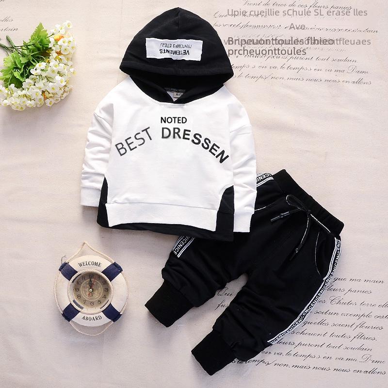 Spring & Autumn Casual Baby Sweater Letter Hoodie & Trousers Set, 1-5 Years