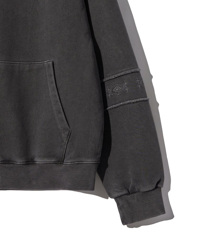 GAKKAI UNIONS Ethnic Sleeve Pigment Hoodie Charcoal