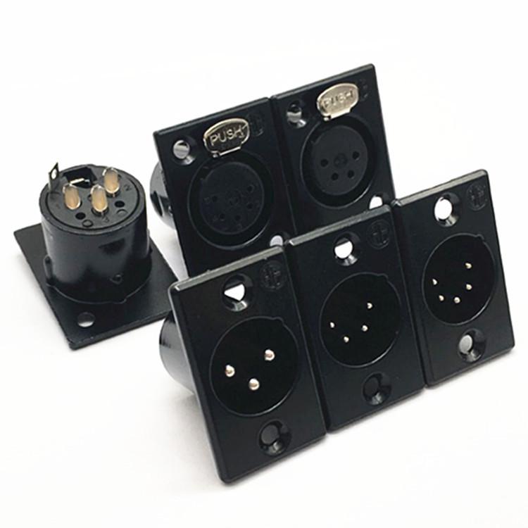 3-5 Core Metal XLR Panel Mount Socket, Male & Female Audio Connector