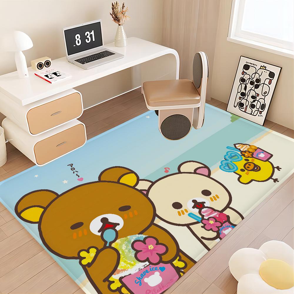 Cute Rilakkuma Floor Mat Floor Mat INS Style Soft Bedroom Floor House Laundry Room Mat Anti-skid Household Carpets