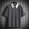 Polo Taglia Forte M-8XL da Uomo a Maniche Corte Top con Colletto T-shirt a Maniche Corte con Cuciture a Colore Solido