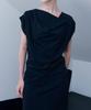 Meojiaenminggeul Ella Stretch Drape Top Blouse (Black)
