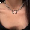 Geometric Nose Clip Collarbone Necklace Stainless Steel Adjustable Neck Chain Jewelry For Club Party Daily Wear