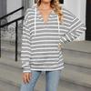 Women's Fashion Color Striped Hooded Long Sleeved Drawstring Loose Fitting Sweatshirt Top