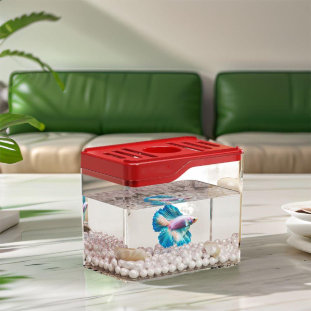 Transparent Mini Fish Tank Shatterproof Office Ecological Tank Creative Desktop Fish Tank  Home