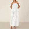 Women's Fashion Sheath Shrunken Pleated Layered Pleated Casual Beach Tank Dresses