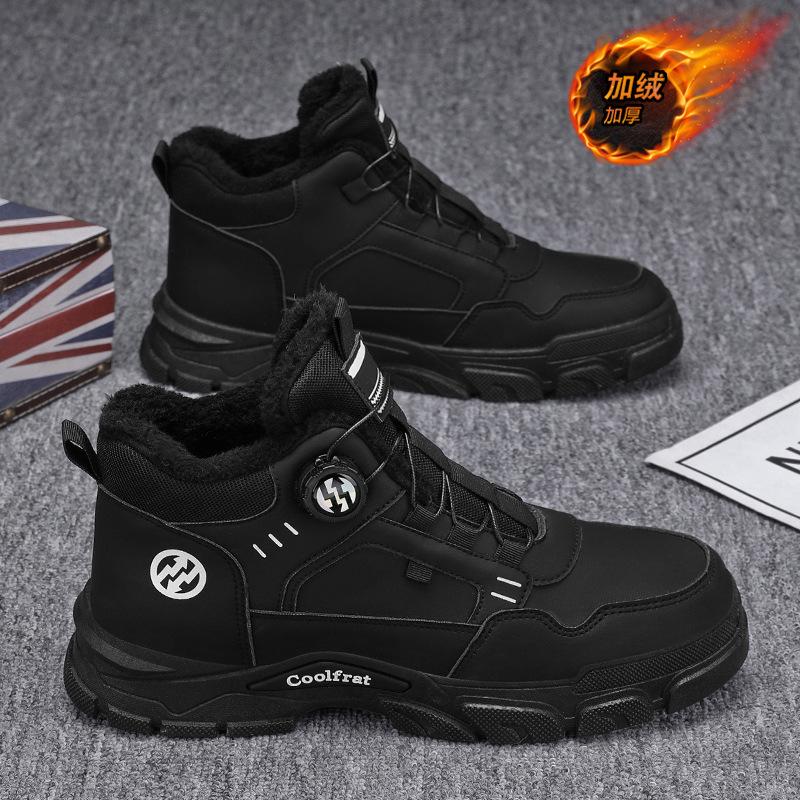 Winter Men's Shoes Velvet High-top Martin Boots Men's Retro Thickened Thermal Cotton Shoes Platform Tooling Short Boots