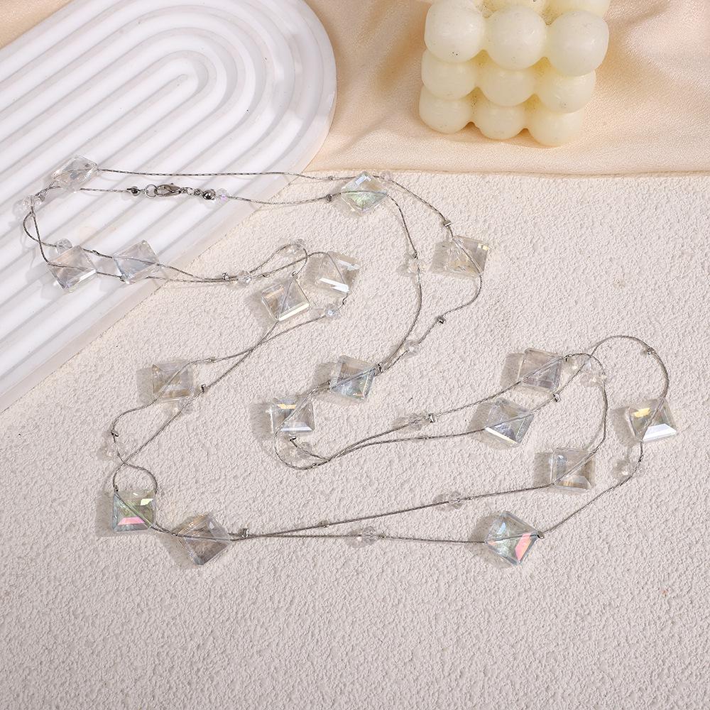 Všestranný dlouhý křišťálový náhrdelník: Módní šperky s řetízkem na svetr (170 cm)