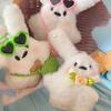 Rabbit Keyring Ornament Lovely Plush Animal Bowknot Keychain For Women Girls Versatile Bag Charm Pendant Birthday Gift