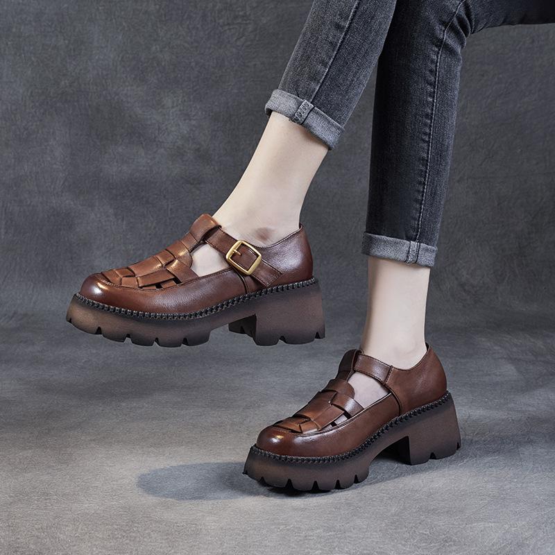 

Туфли Мэри Джейн в стиле ретро, ​​женские туфли на одинарной платформе, маленькие кожаные туфли во французском стиле, в британском стиле, на толстой подошве с круглым носком, новый кожаный ремень с пряжкой