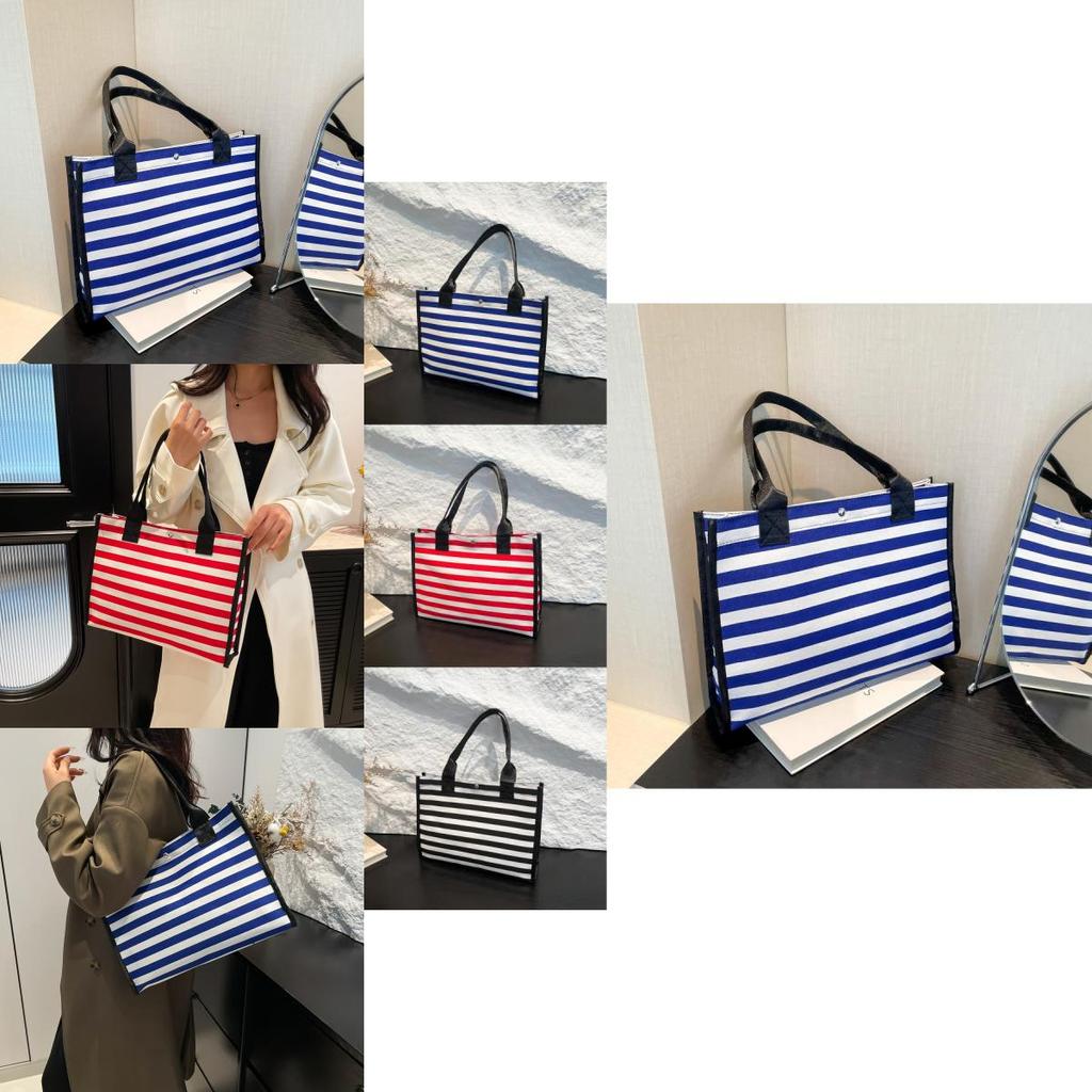Fashionable Large Capacity Tote Bag For Women In Black Red And Blue Stylish Canvas Design