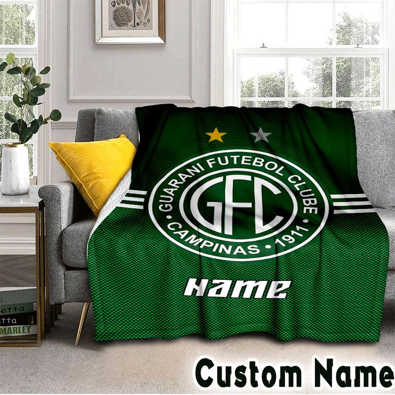 Custom Name Guarani FC Crest Throws Blanket Flannel Blankets for Couch Bed Gifts for Men Women Picnic blanket Christmas fan gifts