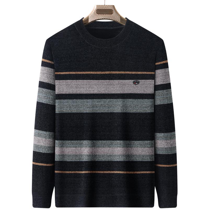 Men's Plus Velvet Thickened Chenille Sweater: Warm Winter Knitwear for Middle-Aged and Elderly Dads