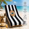 Vintage Bier Stil Strandtuch flacher Druck Schwarz-Weiß Gestreift Blau Stern Logo Badetücher für Erwachsene Poolparty Outdoor
