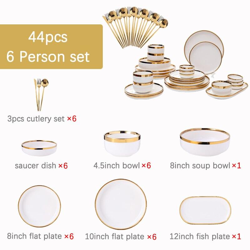 Funoble 29 шт., 4/6 человек, набор посуды, керамический набор тарелок для еды, набор белых фарфоровых тарелок, набор посуды, блюдо для ресторана, отеля