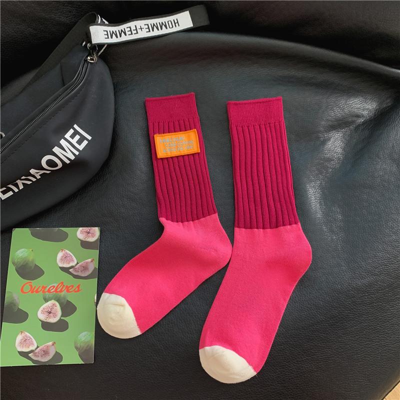 

Women s Spring Antumn Cotton Color Long Socks Mid-tube Stockings Cute Rose Red Pile Pile Socks Sweet Style For Girls Gift Kawaii One Size