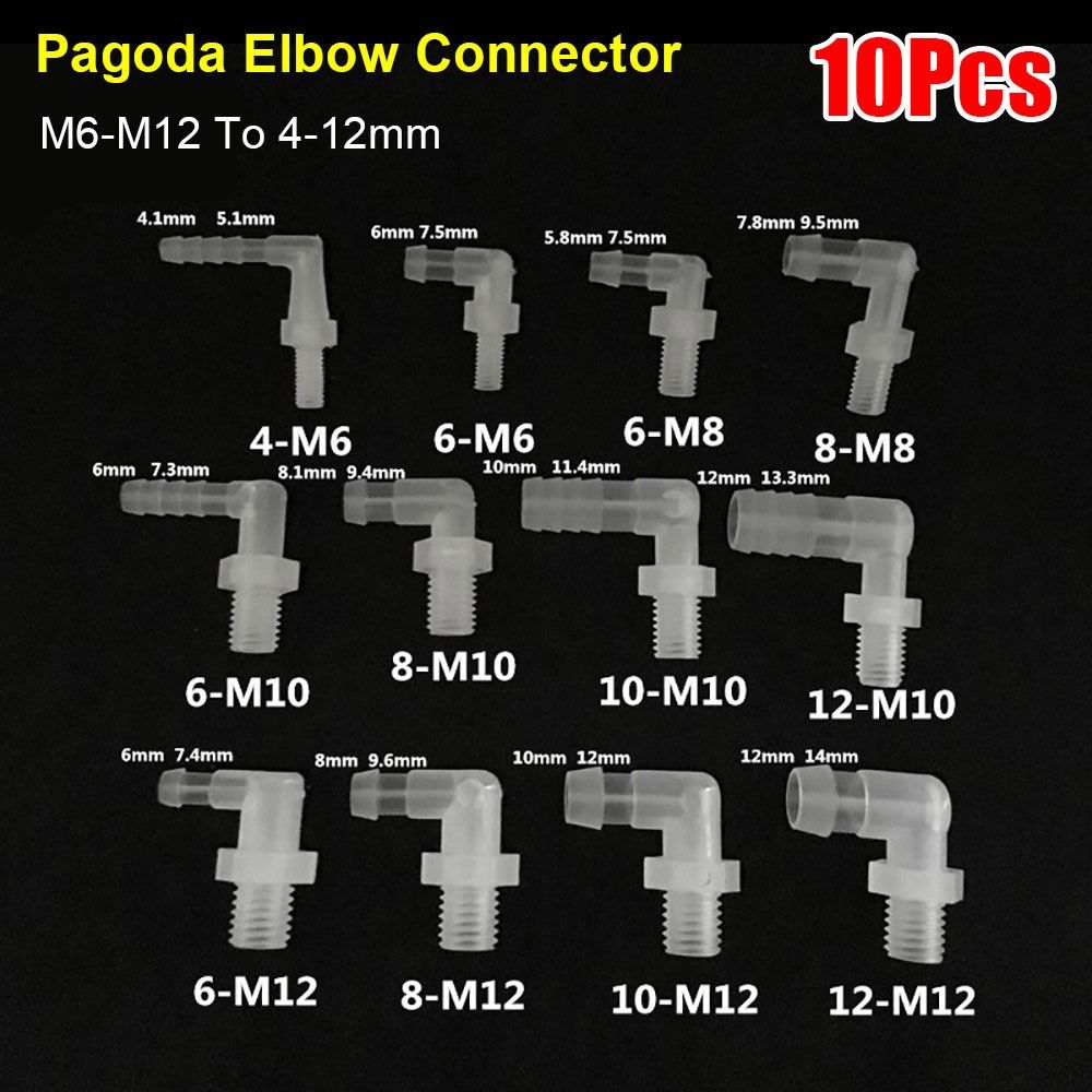 10Pcs PP PE Pagoda Elbow Connector Plastic Hose Fittings for Aquarium Fish Tank Fittings