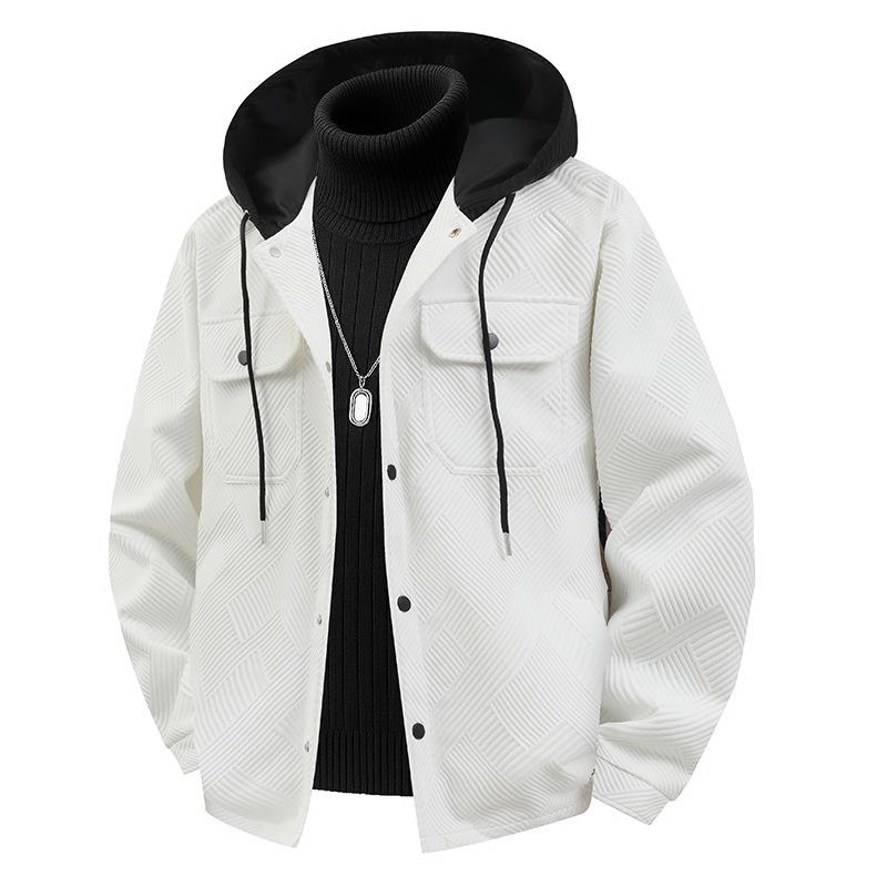 

Men s 2025 American-Style Hooded Cardigan Sweatshirt - Spring/Autumn Plus Size, Casual Sports Jacket 3XL білий