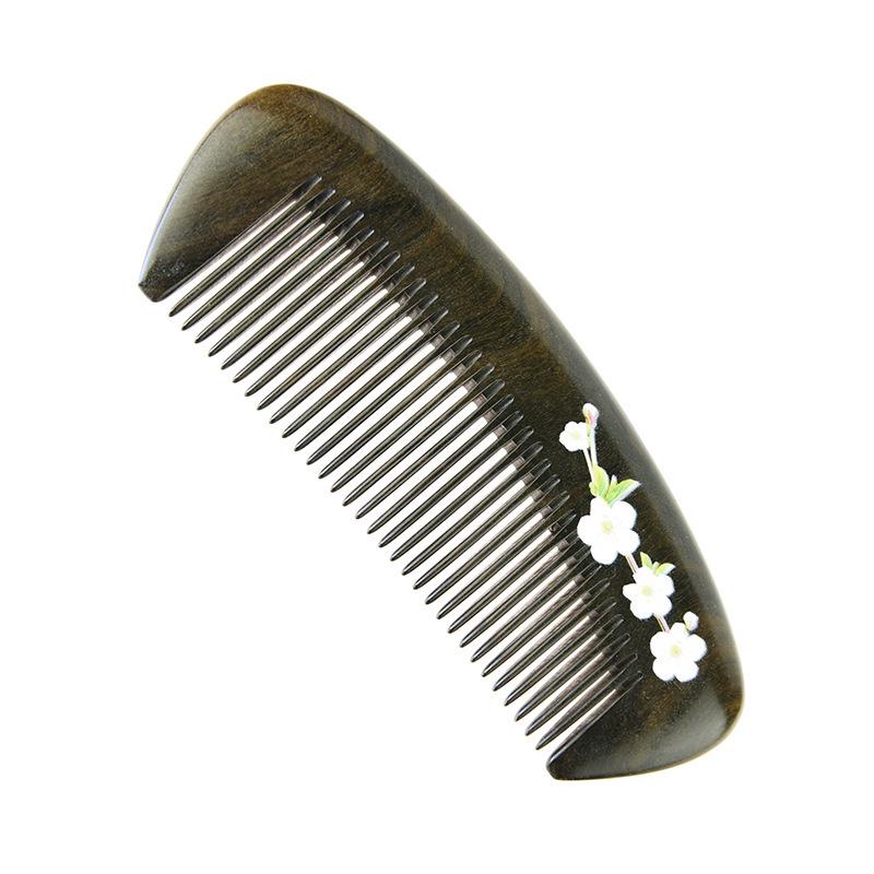 Dandelion Love Bird Lacquered Wood Comb by Chen Guibao