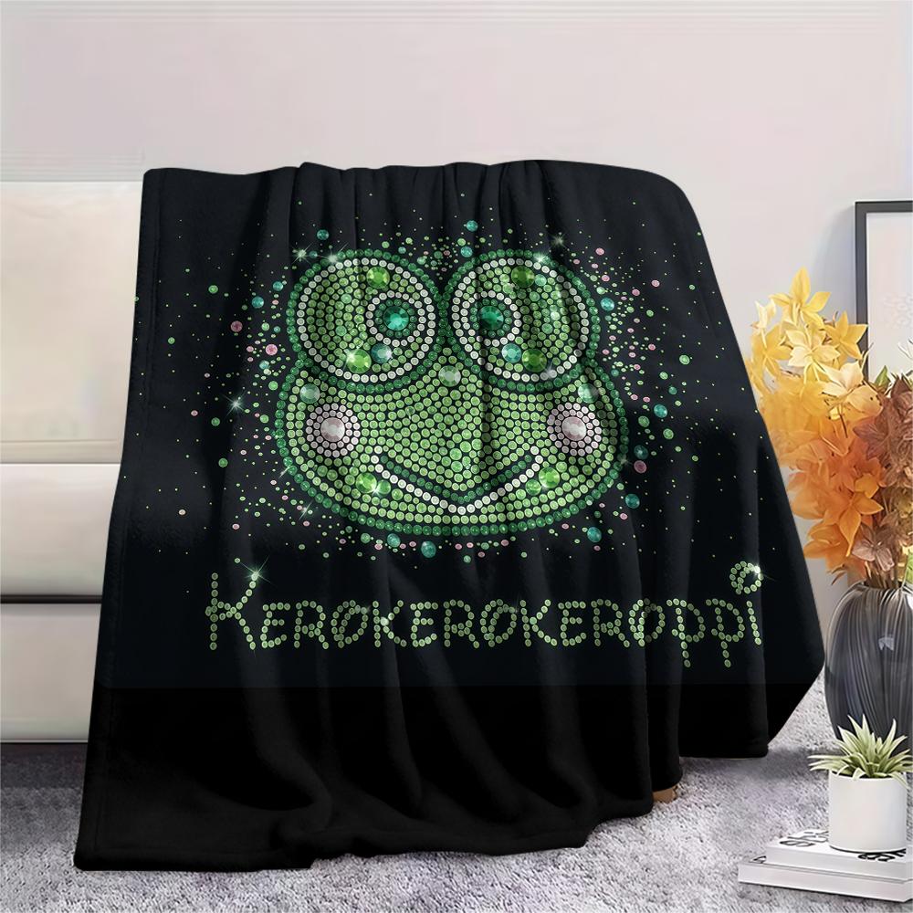 1PC Keroppi Print Flannel Blanket, High Quality All Seasons, Home Decor, Warmth and Comfort, Perfect for Christmas Gifts