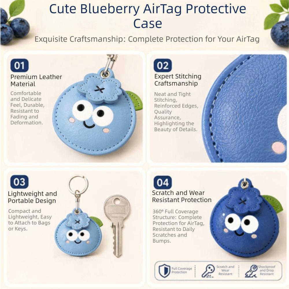 Small Blueberry Keychain Leather Key Ring Pendant Cute Leather Keychain Business Gift