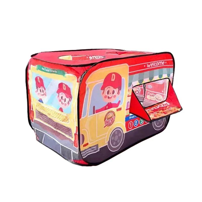 Children’s Fire Truck Police Bus Play Tent - Foldable Pop Up Game Play House Cloth Toy Gift & Firefighting Model for Photography