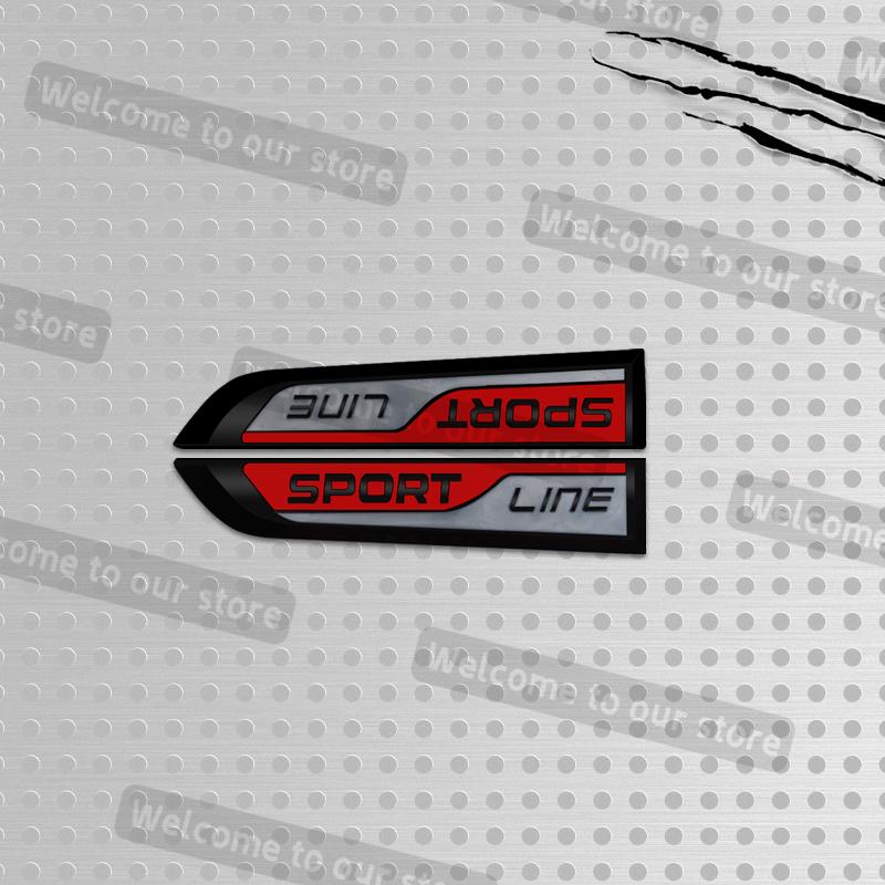 JBIW9 3D Metal Car Styling Sport Line Grille Emblem Side Decals Rear Trunk Body Badge For Skoda VRS Octavia Scala Vision Rapid Kodiaq