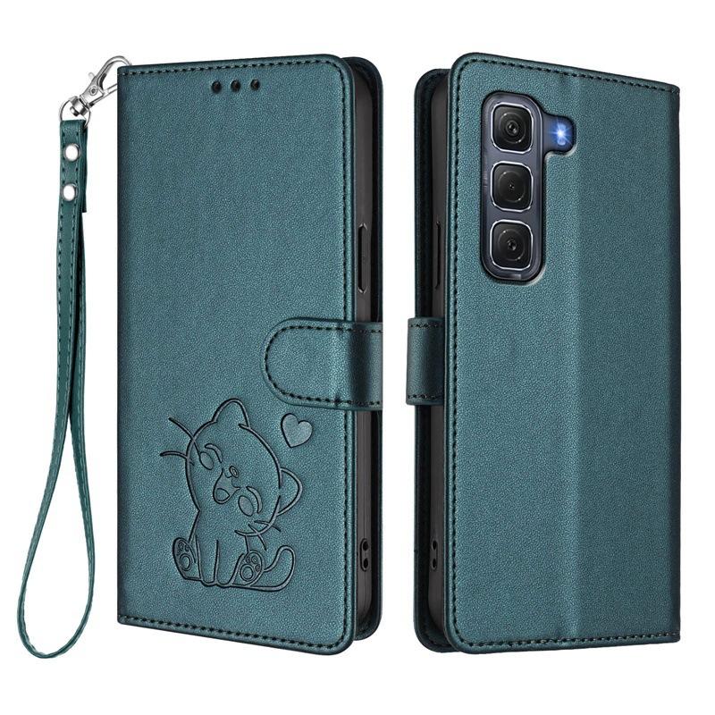 Applicable INFINIX HOT 60 PRO+Phone case with heart-shaped cat design, solid color, cute protective cover