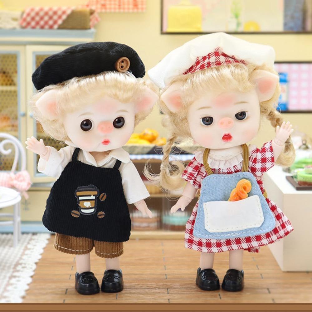 Movable Joint Cartoon Baker Bjd Doll Pig Nose Cute Bjd Anime Doll Big Eyes Toys Dolls  DIY Toys